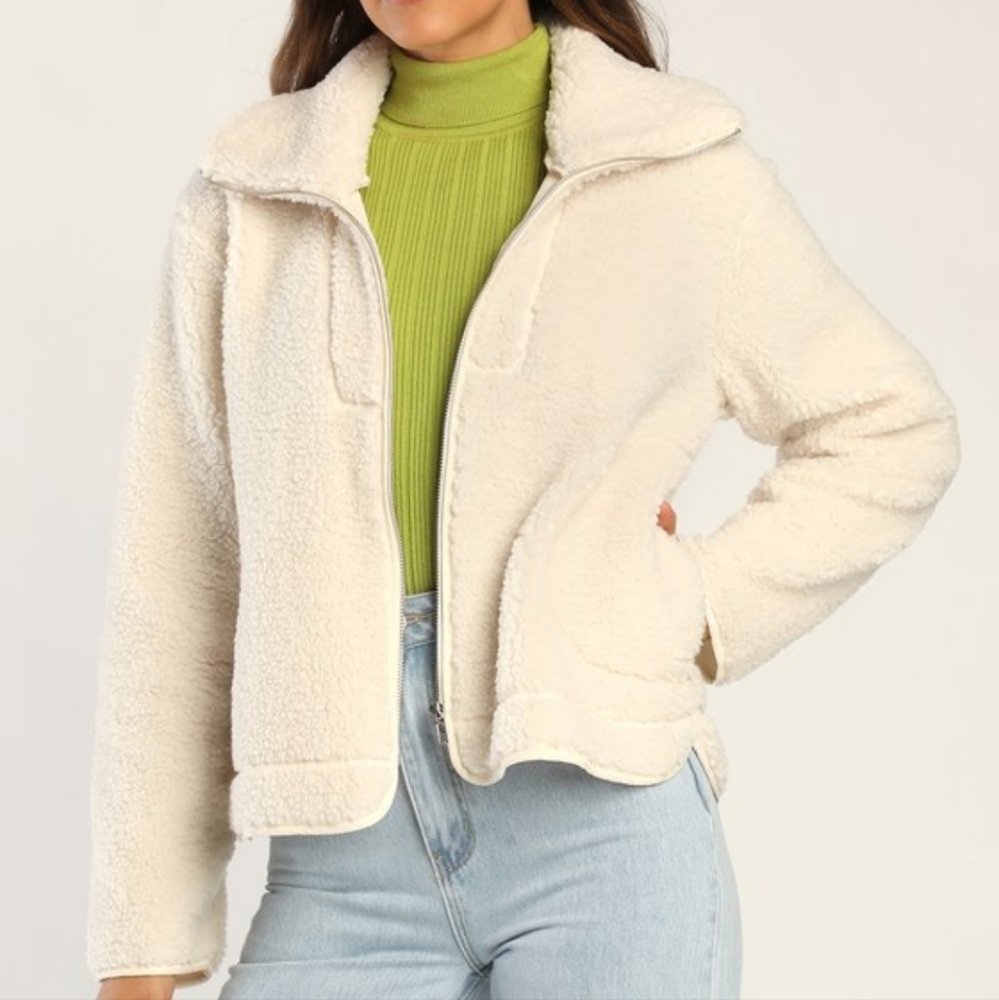 LULUS Cream Teddy Jacket - Picture 4 of 5